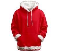 Generic Unisex Christmas Hoodie with Faux Fur Trim - St. Nicholas Style Hooded Sweatshirt | Cozy Sweatshirt for the Holidays, XL