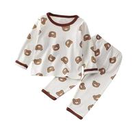 Generic Unisex Kids Infant Boys Girls Teddy Bear Soft Pyjama Set Ages 3 to 4 Brown