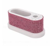 Generic Universal Nail Drill Holder Stand Compact and Sturdy for Nail Studios with 8 Dust-Free Slots Pink Rhinestone Design (Pink Rhinestones)