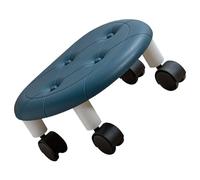 Generic Universal Wheels Swivel Stool, High Weight Capacity Fuax Leather Heavy Duty Rolling Stools for Home (Blue)