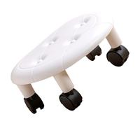 Generic Universal Wheels Swivel Stool, High Weight Capacity Fuax Leather Heavy Duty Rolling Stools for Home (White)