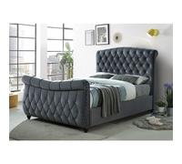 Generic Upholstered Ottoman Velvet Dark Grey Bed - Double 4ft 6" (149cm) Generic Dark Grey Double