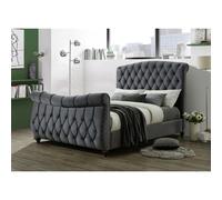 Generic Upholstered Velvet Dark Grey Bed - Double 4ft 6" (150cm) Generic Dark Grey Double