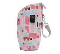 Generic USB Baby Bottle Warmer 21 Gears Temperature Thermal Insulated Milk Bottle Warmer Bag with LED Display for On The Go Feeding Portable Travel Milk Heat Bag [Polyester+ Silicone+ Metal] (Pink)