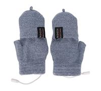 Generic USB Heated Gloves Electric Half Hands Double Sided Heating for Typing Play with Phone Outdoor Indoor Activities Soft Acrylic Knit (Navy Blue)