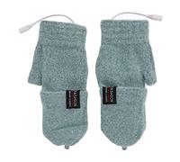 Generic USB Heated Gloves Electric Half Hands Double Sided Heating for Typing Play with Phone Outdoor Indoor Activities Soft Acrylic Knit (Green)