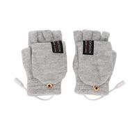 Generic USB Heated Gloves Electric Half Hands Double Sided Heating for Typing Play with Phone Outdoor Indoor Activities Soft Acrylic Knit (Silver Gray)