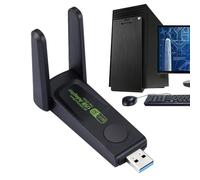 Generic USB WiFi Adapter For PC & Laptop, 1300Mbps - Double Band, High Gain Antennas, 5Gbps Speed, WPS Security, Portable Design