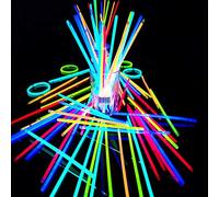 Generic V_GS-Mix c 8" Inch Sticks Packs Bracelets Necklaces Neon Light Fluorescent 50 Pieces Glow-in-The-Dark Fun Party Accessory, Multi Colour