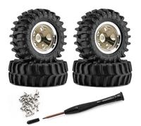 Generic Vehicle Wheel Assembly Wheels Crawler Tires Rim Set Mounting Kit With Deep Pattern For Grip Suitable for 1/30 Scale SCX30 Models Stony Paths Obstacle Courses, Bronze