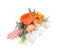 Generic Versatile Orange Flower Hair Comb Side Clip with Cloth and Metal, Designed for Mori Girl Style and Wedding Hair Accessories for Women
