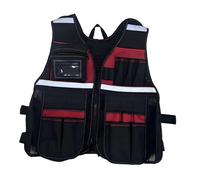 Generic Versatile Work Vest Made of Oxford with Multiple Pockets, Ideal for DIY Enthusiasts, Maintenance Workers, and More, Black and red