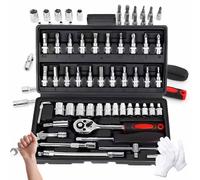 Generic Vessel Electric Ratchet, Cordless Electric Slim Ratchet Set, 3/8 Drive, Power Ratchet Wrench Kit for Auto Repair, Comes with 45 Adjustment Tools (Black)