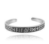 Generic Viking Rune Bangle Valknut, Stainless Steel Cuff Bracelet, Celtic Pagan Jewelry of Amulet, Weight 31g, silver