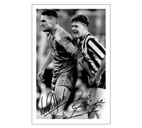 Generic Vinnie Jones & Paul Gazza Gascoigne Signed 12x8 Inch Black & White Photograph Print With Pre Printed Signature Newcastle Wimbledon Soccer Autograph Gift For Dressing Room