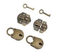 Generic Vintage Bear Padlock Decorative Lock Set for Wood Case Jewelry Box Crafts, Elegant Zinc Alloy Hasp Latch Kit for Secure Closure, Ideal for DIY Projects, 2 Sets Clasp Locks for Furniture