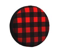 Generic Vintage Buffalo Plaid Spare Tire Cover, Weatherproof UV Resistant Universal Wheel Protector for SUV RV Truck Trailer Camper, Red Grid Wheel Tire Cover 14 Inch