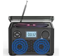 Generic Vintage CD Player with FM Radio, Bluetooth, USB/TF, Black, Stereo Sound, 2.0 Channel, 4000mAh Battery, Portable