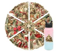 Generic Vintage Christmas Stickers - Waterproof Rub-, PVC, Red, Green - 50 Sheets x 2.36x1.57in Stickers for Mug, Cell Phone, Laptop, Suitcase, Window, Wall