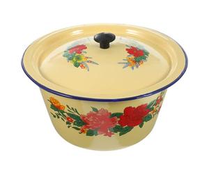 Generic Vintage Enamel Washing Basin Washing Basin with Cover 8.06x7.86x5.11in Enamel Retro Simple Retro Design Easy to Clean Smooth Surface for Home and Hotel Use