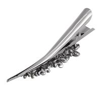 Generic Vintage Large Rhinestone Studded Metal Duckbill Hair Clip Barrette, Grey Crystal Bobby Pin Hair Styling Accessory for Women and