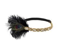 Generic Vintage One Size Gold Feather Headband for Women - Wedding, Flapper, 1920s, Carnival, Prom - Headband for Women's Festival, Masquerade, Cosplay, Christmas, Prom - Women's Headwear