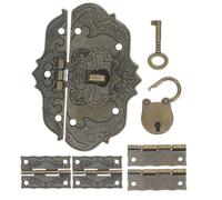 Generic Vintage Padlock with Key Set, Bear Shape Alloy Lock with Matte Antique Finish, Versatile Attachment for Wooden Box and Cabinet, for Creative Displays and DIY Projects