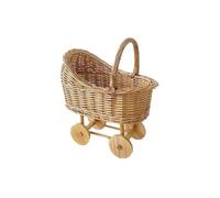 Generic Vintage Rattan Stroller Basket | Handwoven Wicker Carriage Planter with Handle | Rustic Boho Wedding, Baby Shower Decor | Floral Arrangement Holder | Sustainable Centrepiece