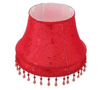 Generic Vintage Red Decorative Cloth Lampshade with Fringed Beaded Trim, 25cm Bottom Diameter, E27 Compatible Floor and Table Lamp Cover for Classic Home Lighting