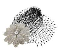 Generic Vintage Rhinestone Flower Headpiece with Sparkling Mesh Net Cap Elegant Handmade Floral Hair Accessory for Women Weddings Anniversaries Parties and Formal Events