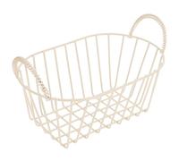 Generic Vintage Small Metal Wire Fruit Basket with Handles, Beige Iron Storage Organizer for Kitchen Countertop, Tabletop Fruit Holder and Desktop Sundries Basket