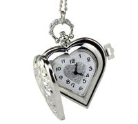 Generic Vintage Style Heart Locket Pocket Watch Women's Quartz Watch (Silver-c, One Size)