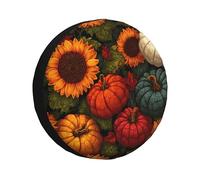 Generic Vintage Sunflower Pumpkin Spare Tire Cover, Weatherproof UV Resistant Universal Wheel Protector for SUV RV Truck Trailer Camper, Colorful Autumn Wheel Tire Cover 16 Inch