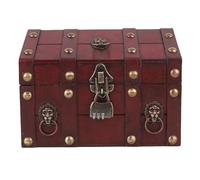 Generic Vintage Wooden Jewelry Storage Box Compact Organizer with Lock for Entranceway or Dressing Table (6300J-01GK10 Retro Red)