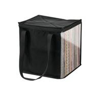 Generic Vinyl Record Storage Case, Dustproof & Scratch Resistant, Holds Up to 50 Records, Portable & Collapsible, Perfect for DJ Performances, Music Festivals & Travel, Black, 11.73x12.01x12.8 Inches