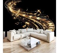 Generic Wallpaper Music Golden Notes Wall Mural Non-Woven Art Design Print Fleece 3D Photo Modern Wallpaper Decoration Poster Picture W350 x H256 cm