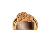 Generic Walnut Hair Comb,Green Sandalwood Comb Wooden Comb Female Sandalwood Wood Carving Flower Ancient Style Portable Comb Tassel Birthday Gift,A