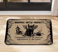 Generic Warning Witch Property Doormat, Black, 36x24 Inch, Perfect for Entryway/Porch, Waterproof, Non-Slip, Modern Style