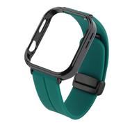 Generic Watch Bracelet with Protective Cover, Accessories Folding Buckle Compatible Silicone Case Strap For Watch Fit 3 For Replacement (OD Green)
