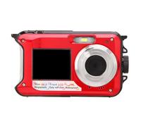 Generic Water Digital Camera 2.7K 48MP Dual Screen Underwater Camera with 2.7 Inch LCD Selfie for Snorkeling Travel (Red)