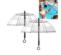 Generic Water Gun Umbrella, Transparent Rain Shelter with Squirt Gun, 8.2m Range, for Water Fights and Pool Parties (Black-2pcs)