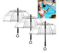 Generic Water Gun Umbrella, Transparent Rain Shelter with Squirt Gun, 8.2m Range, for Water Fights and Pool Parties (Black-3pcs)