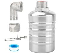 Generic Water Level Control Automatic Float Valve Stainless Steel, 1/2-Inch To 3/4-Inch Connector Includes, Clamp Fixed Narrow Edge, No Electricity Needed, Long-Lasting Rust-Resistant