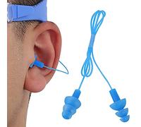 Generic Waterproof Earplugs Soft Silicone Earmuff Corded Noise Prevention for Swimming Adults 10g Black (Blue)