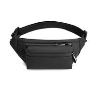 Generic Waterproof Waist Pack, Black PU Leather Fanny Pack, 12.5X2.3X4.7 Inches, Modern Holographic Style, Water Resistant Crossbody Bag for Travel, Sports, Outdoor, black, 12.5X2.3X4.7Inch, Modern