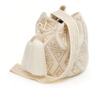 Generic WAYUU mochila bag, LARGE- NEUTRAL COLORS, authentic crochet pattern, Handmade boho Fairtrade Gifts from Colombia, Multi, L