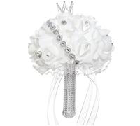 Generic Wedding Bride Bouquet Artificial Rose Holding Flower with Ribbon and Crown for Wedding Party Ceremony Photography Props