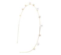 Generic Wedding Headband Alloy Pearl Headband for Women Elegant Classic Chic Headdress Decorated with Pearl Charms Golden Alloy Hairband for Bridal Wedding Party