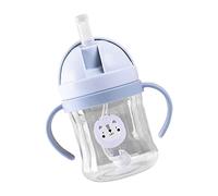 Generic Weighted Straw Sippy Cup Animal Pattern Leak Proof Infant Handle Flip Cup Blue for Children PC/PP 6.5" Cute Drinking for Babies