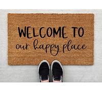 Generic Welcome To Our Happy Place Doormat, 36x24 Inch, Polyester, Non-Slip, Waterproof, Funny, Home Decor, Personalized, Front Door Mat